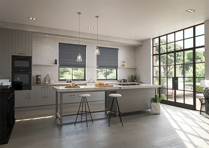 Genoa Faux Silk (Blackout), Night Shimmer - Motorised Roman Blind - Image 6